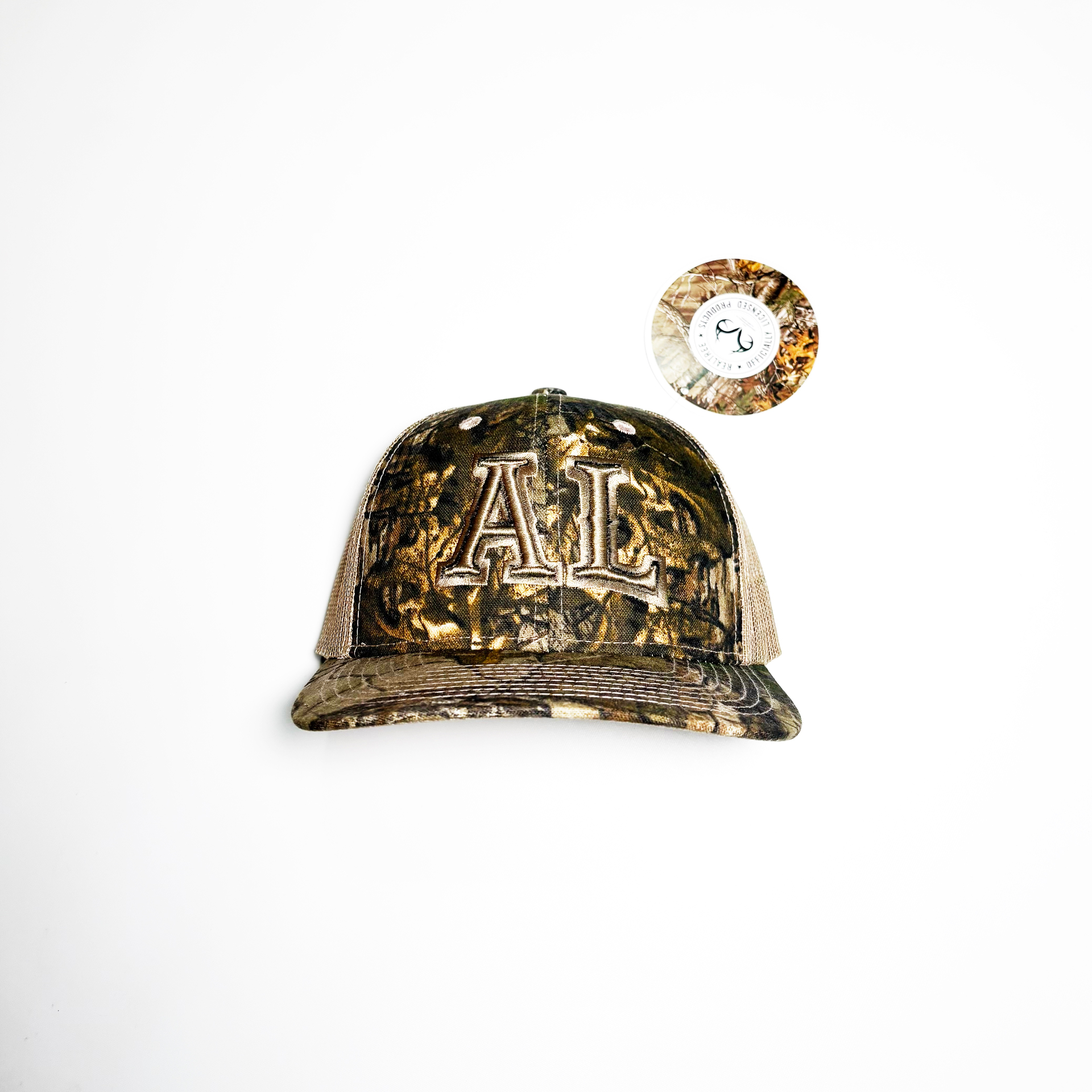 Casquette trucker camouflage Realtree avec broderie A·L 3D